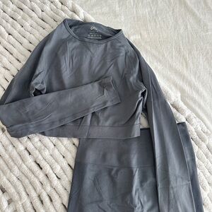 Gray Long-Sleeve Activewear Set